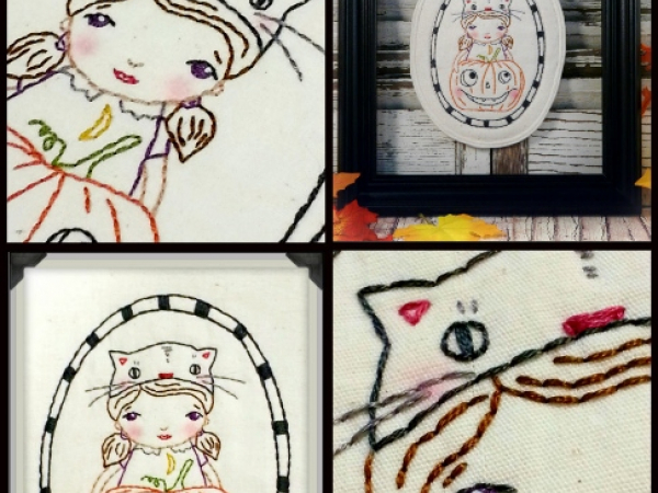 cute kitty cat hat halloween girl pattern