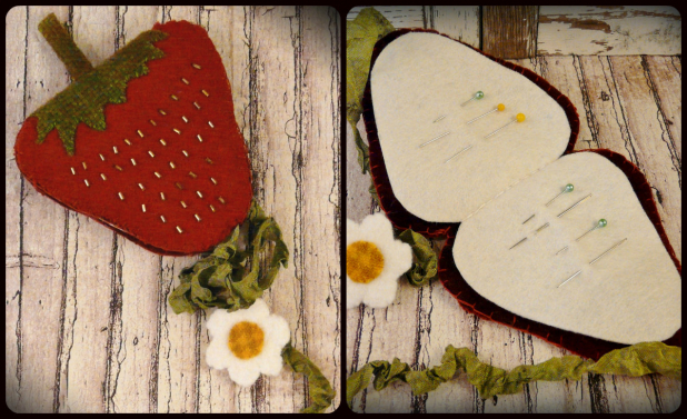 Strawberry pincushion needlecase flower