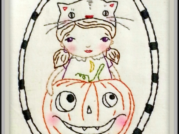 cute kitty cat hat halloween girl pattern