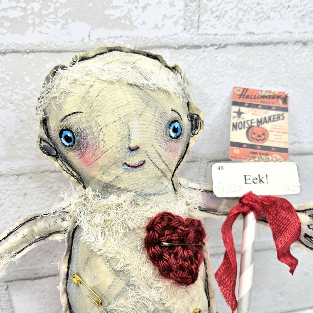 monster mummy art doll muslin painted ooak collectable