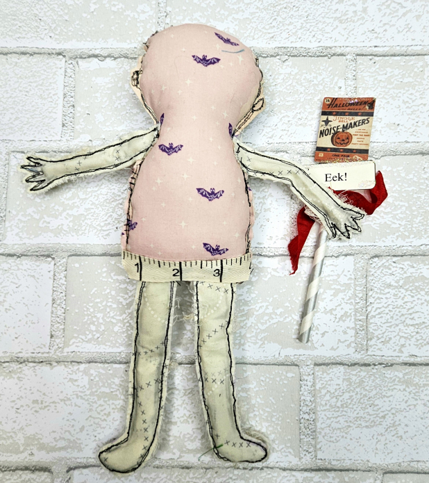 monster mummy art doll muslin painted ooak collectable