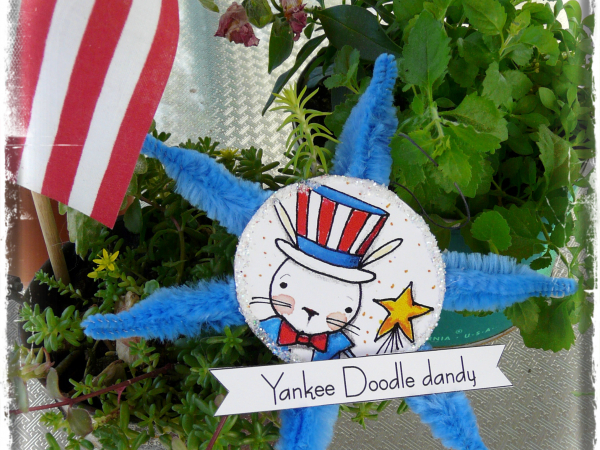 Patriotic Americana ornaments and banner pattern bunny