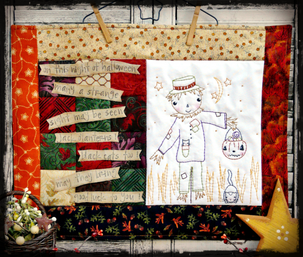 On this night of Halloween pattern scarecrow quilt