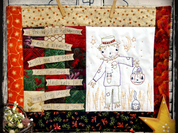 On this night of Halloween pattern scarecrow quilt