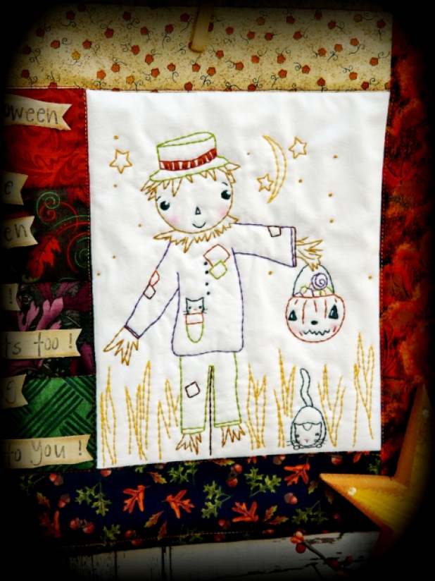 On this night of Halloween pattern scarecrow embroidery