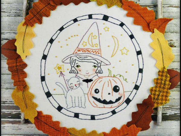 Wee bit wicked Witch Halloween embroidery pattern