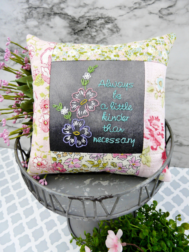 black chalk board fabric embroidery design