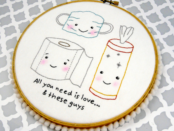 Toilet paper mask wipes pandemic fun pattern