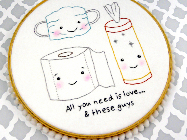 Toilet paper mask wipes pandemic fun pattern
