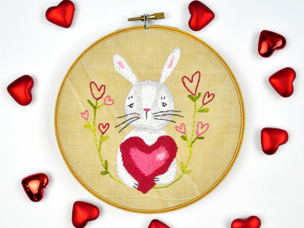 embroidery valentine rabbit pattern