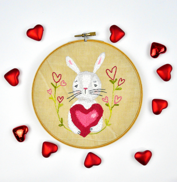 embroidery valentine rabbit pattern