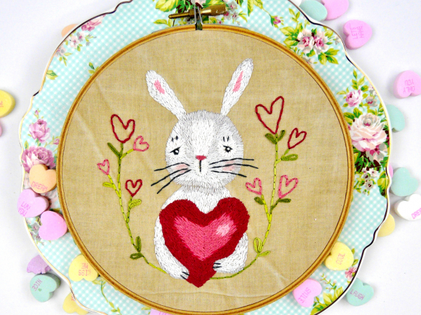 embroidery valentine rabbit pattern