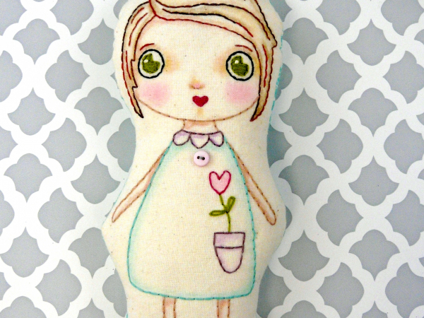 big eyed pocket doll hand embroidery pattern