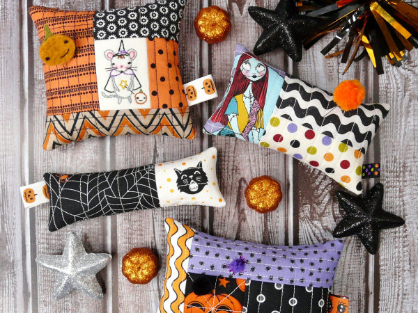 Halloween Pinnie- Embroidery & quilted pincushion pattern #421