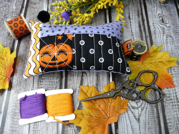 Halloween Pinnie- Embroidery & quilted pincushion pattern #421