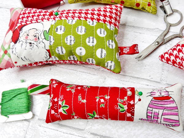 Christmas pincushions hand embroidery & fabric pattern