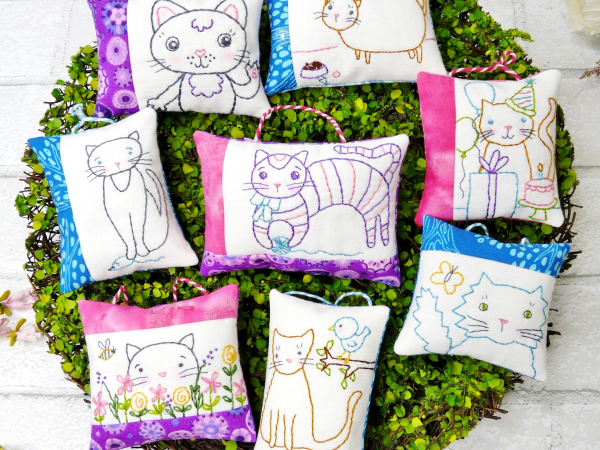 kitty cat kitten embroidery 8 designs pattern
