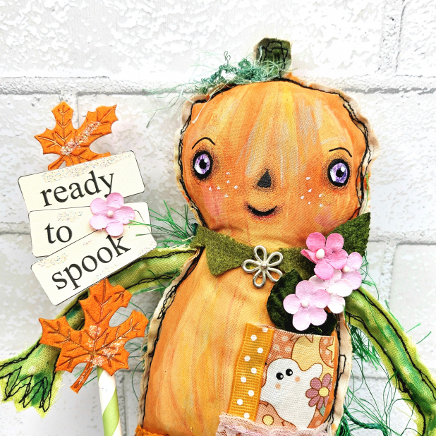 pumpkin art doll muslin painted ooak collectable