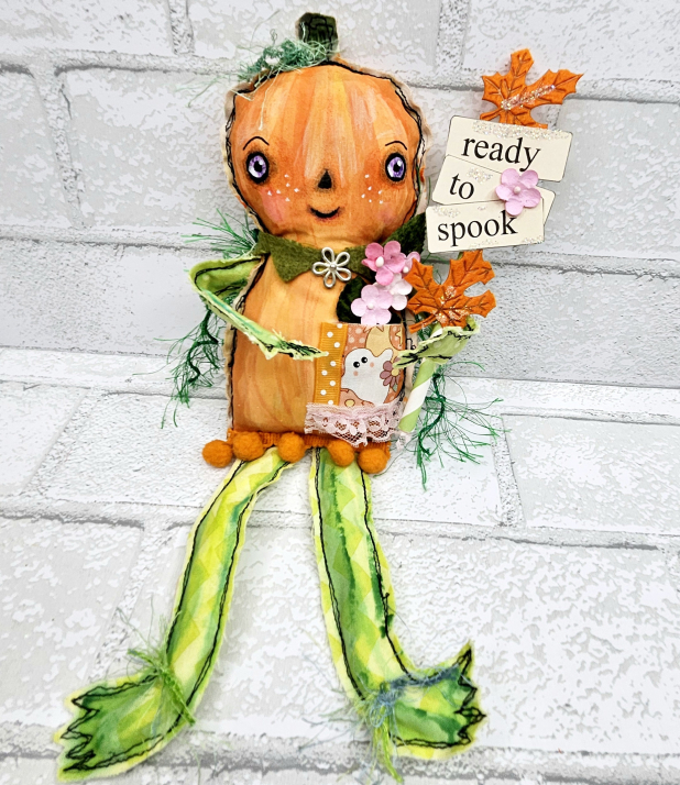 pumpkin art doll muslin painted ooak collectable