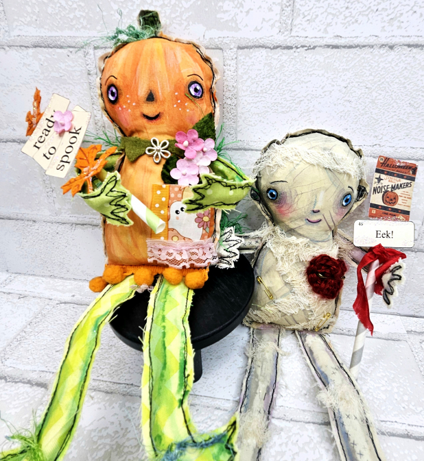 pumpkin art doll muslin painted ooak collectable