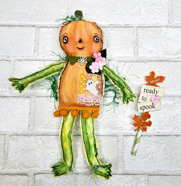 pumpkin art doll muslin painted ooak collectable