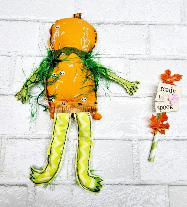 pumpkin art doll muslin painted ooak collectable