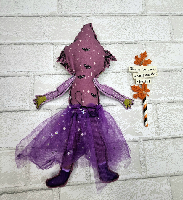 witch art doll muslin painted ooak collectable