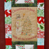 Snowman trimming tree embroidery quilt pattern