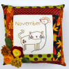 kitty cat balloon month november pillow embroidery pattern