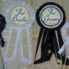 brid groom wedding pin badges & cake poke pattern