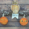 Halloween Boo Owl & Pumpkin ornaments swag pattern