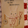 Time for Valentines pattern white rabbit clock