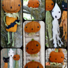 Vintage Halloween party - prim wool goodies pattern ghost cat