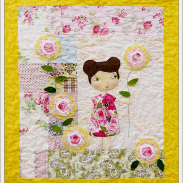 She lingers in her garden Quilt pattern rose wall hanging