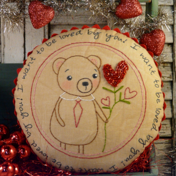 I want to be loved by you teddy bear embroidery pattern