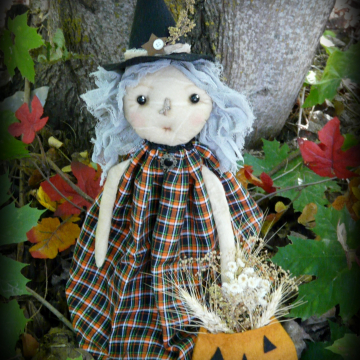 Prim Witch doll Halloween pattern Agatha - PDF new 2013 fall primitive spooky pu