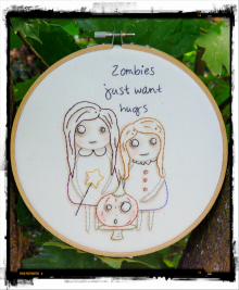 Zombies just want hugs embroidery pattern Zombies just want hugs embroidery pattern - halloween girls pumpkin gothic dead