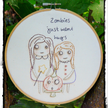 Zombies just want hugs embroidery pattern - halloween girls pumpkin gothic dead