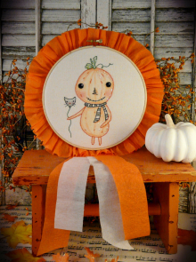 Making Merry ...in October embroidery stitchery pumpkin man pattern, #340