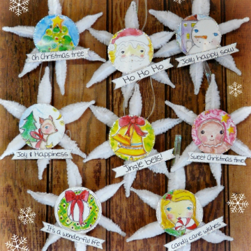 Vintage Christmas ornaments and banner pattern #345 set of 8