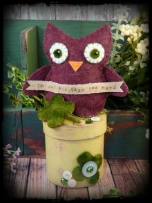 Owl the luck you need wool felt St. Patrick's day pattern, #324