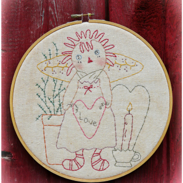 Live simply, Love greatly embroidery pattern raggedy ann valentine  #349