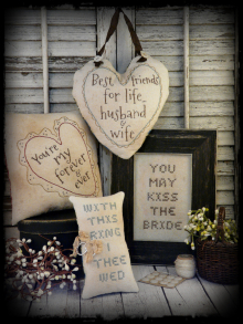 Primitive country wedding 4 project embroidery pattern #327 Primitive country wedding 4 project embroidery pattern #327