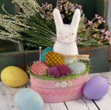 Welcome Spring Bunny & eggs make do pattern #326 Welcome Springwool  Bunny & eggs make do pattern #326