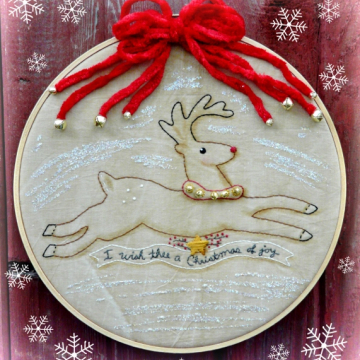 I wish thee a Christmas of joy Reindeer embroidery pattern #346