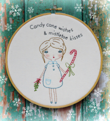 Candy cane wishes & mistletoe kisses embroidery pattern #347