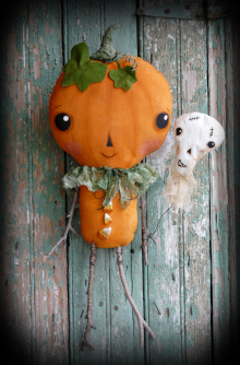 Cutest pumpkin in the patch- Prim pumpkin doll and skull balloon pattern- #335. Cutest pumpkin in the patch- Prim pumpkin doll and skull balloon pattern- #335.