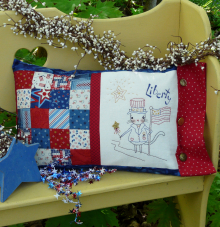 Liberty patchwork pillow cat embroidery pattern #329