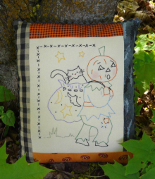 Letting the cat outta the bag halloween embroidery pattern
