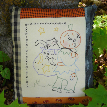 Letting the cat outta the bag halloween embroidery pattern